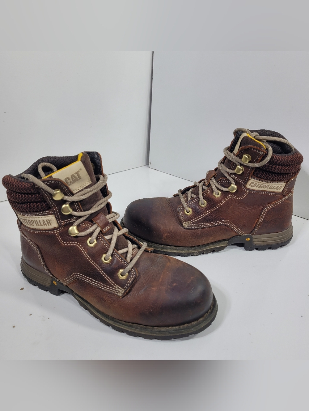 Caterpillar CAT Paisley 6" Steel Toe Women's Work Boots Brown Leather Size 7